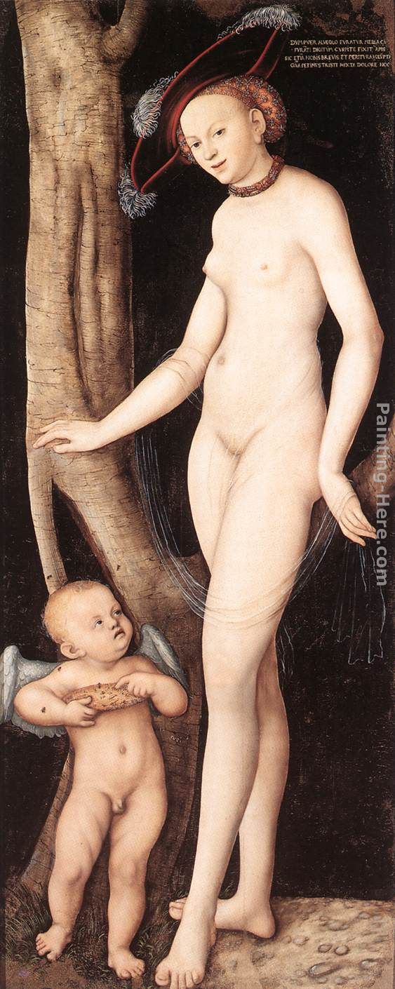 Venus and Cupid with a Honeycomb painting - Lucas Cranach the Elder Venus and Cupid with a Honeycomb art painting